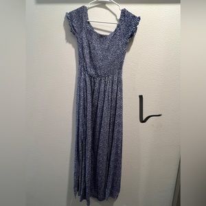 Blue floral dress with slit